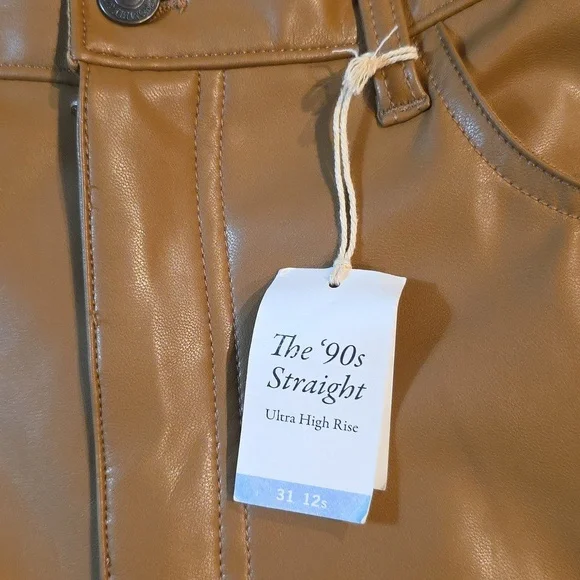 Abercrombie & Fitch - The 90's Straight Ultra High Rise Vegan Leather Pants. NWT - Picture 4 of 6